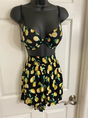 PINK Lemon Print Two-Piece Set - Beach Wear/Pool Party/Pajama Set